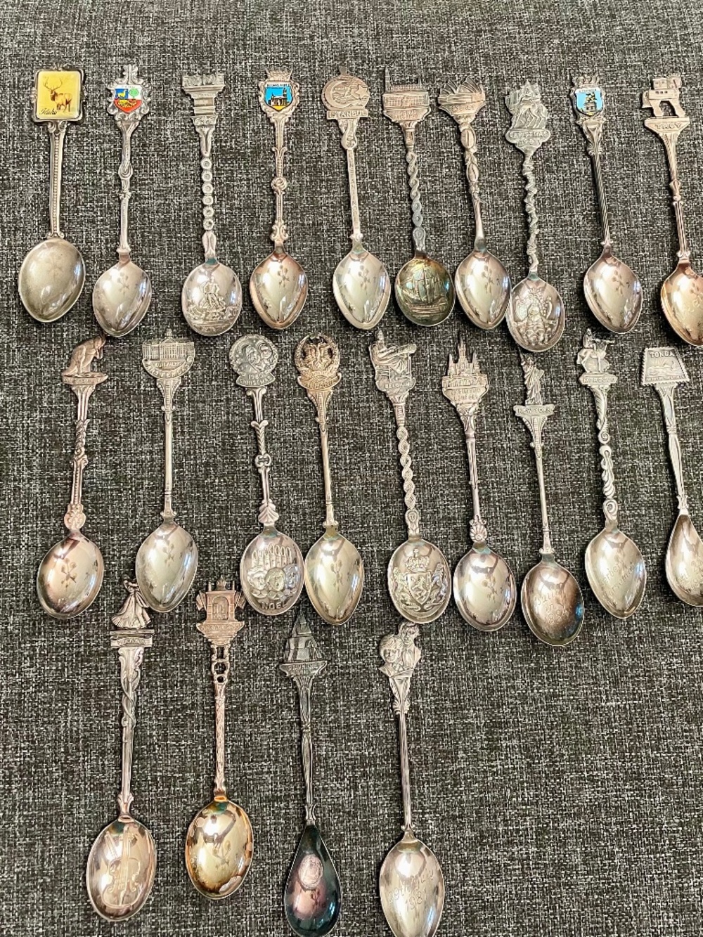 Lot of 23 Silver Plated Souvenir Spoons